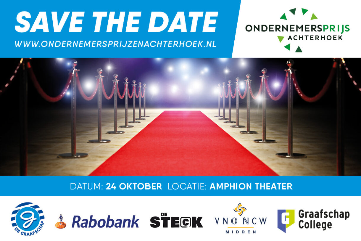 Save the date Ondernemersprijzen Achterhoek, 24 oktober 2023, Amphion Theater